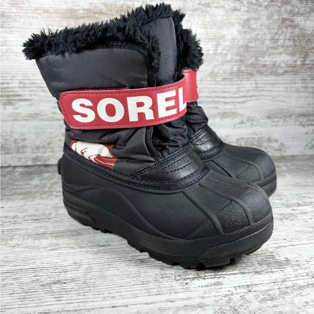 Sorel Kids Black and Red Snow Boots